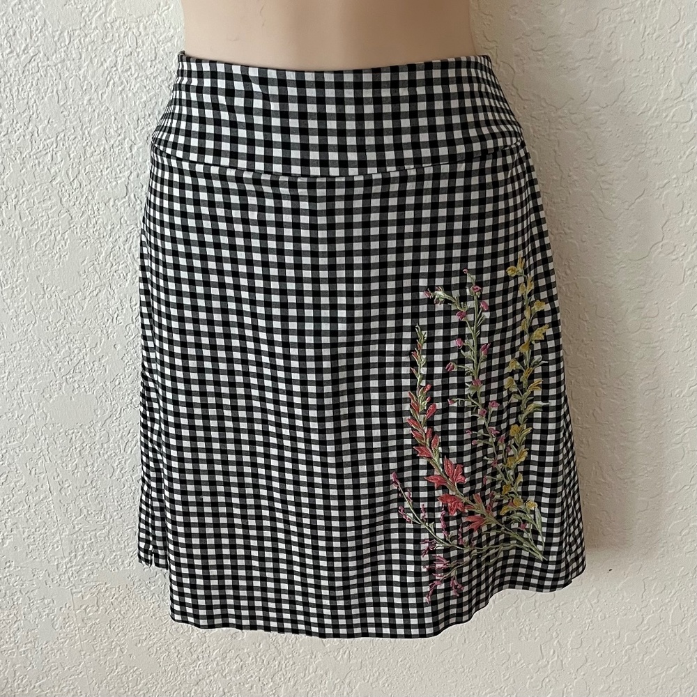 Charter Club Skort Black White Gray Floral Design Size 4
